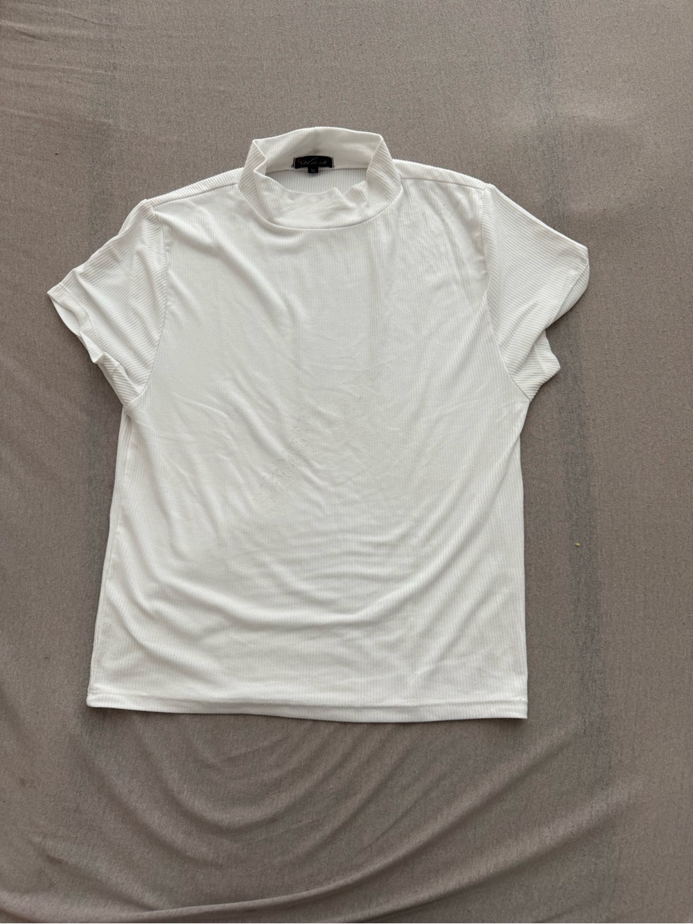 Women's White Short Sleeve Mock Neck Tee